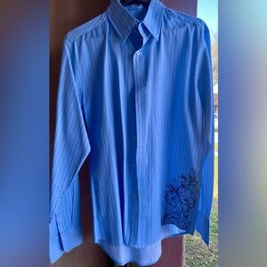 Affliction Blue Pinstripe Button Down Shirt